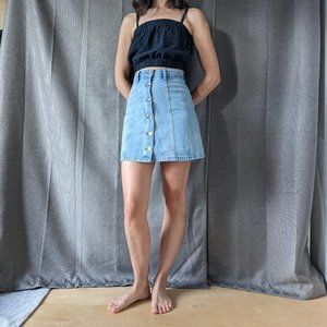 Denim Button A Line Skirt